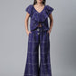 Ahalyaa Navy Blue & Off-White Pure Cotton Checked Top with Palazzo | Swadesiicart