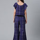 Ahalyaa Navy Blue & Off-White Pure Cotton Checked Top with Palazzo | Swadesiicart