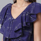 Ahalyaa Navy Blue & Off-White Pure Cotton Checked Top with Palazzo | Swadesiicart