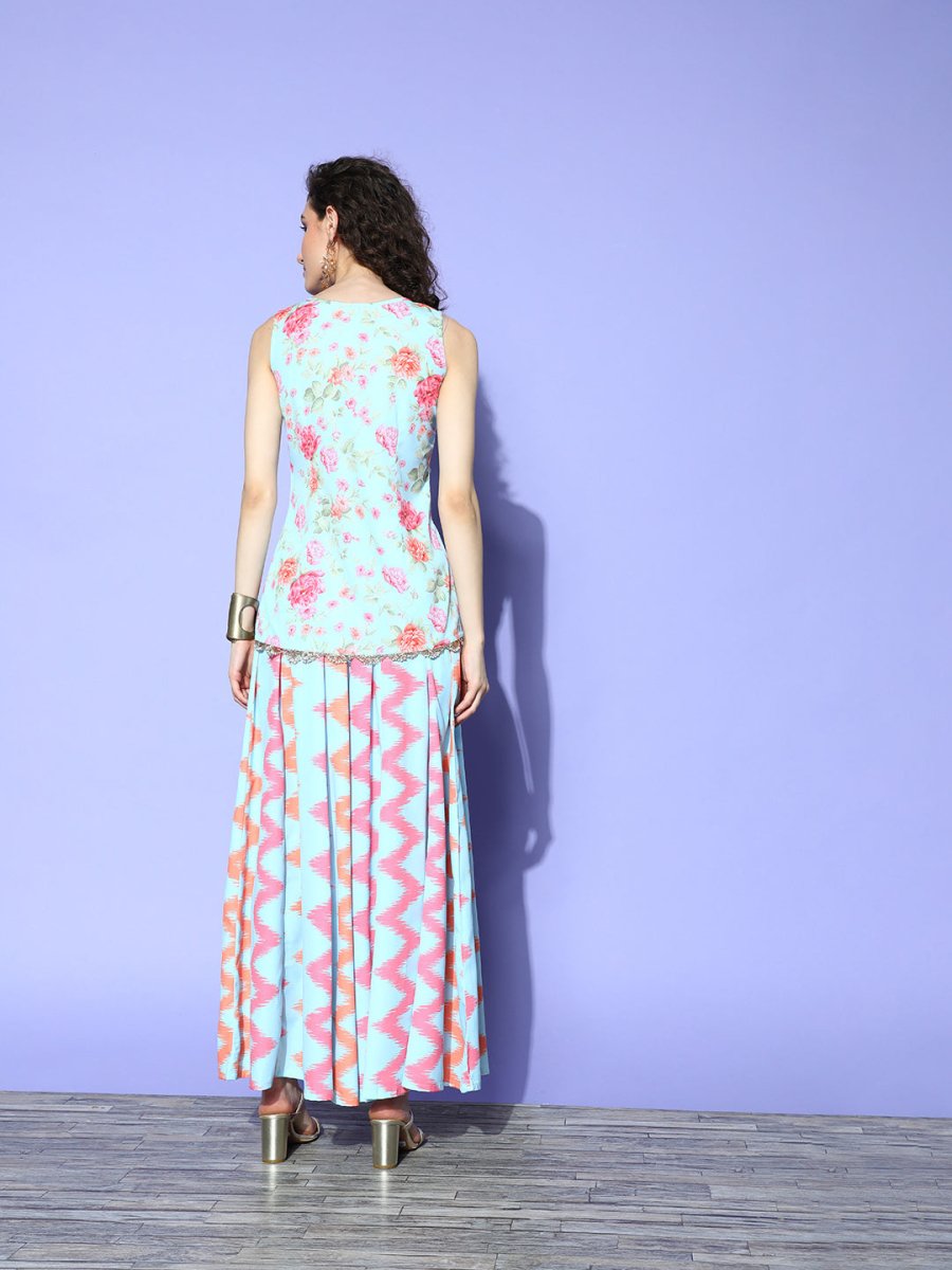 Ahalyaa Printed Top With Palazzos | Swadesiicart