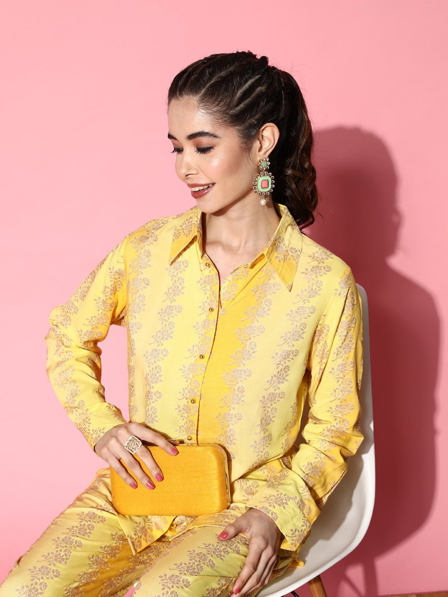 Ahalyaa Floral Printed Shirt and Palazzos | Swadesiicart
