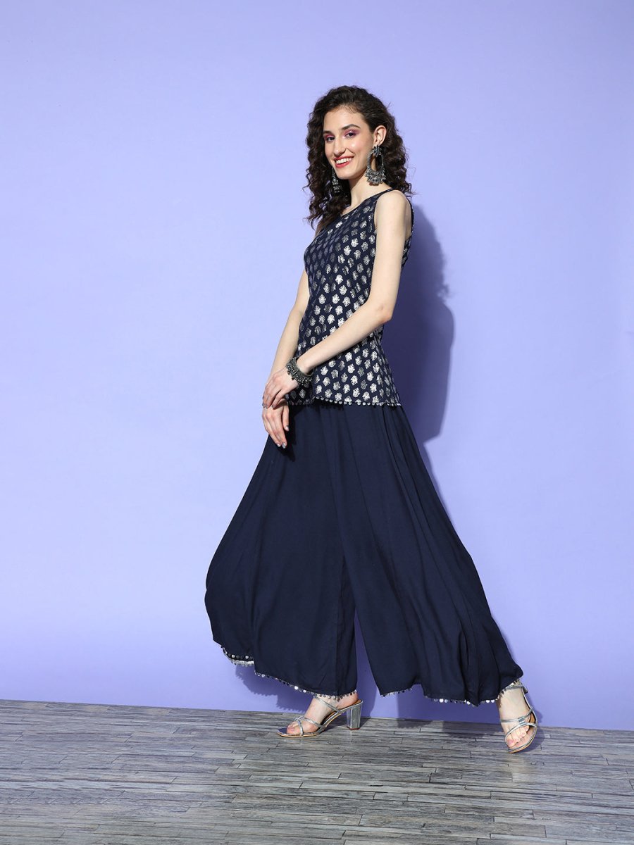 Ahalyaa Woven Design Tunic & Palazzo Co-ords - Swadesiicart