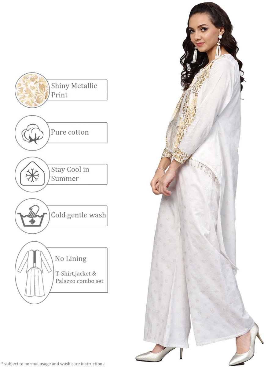 Ahalyaa Off White Straight Cotton Indowestern Set | Swadesiicart