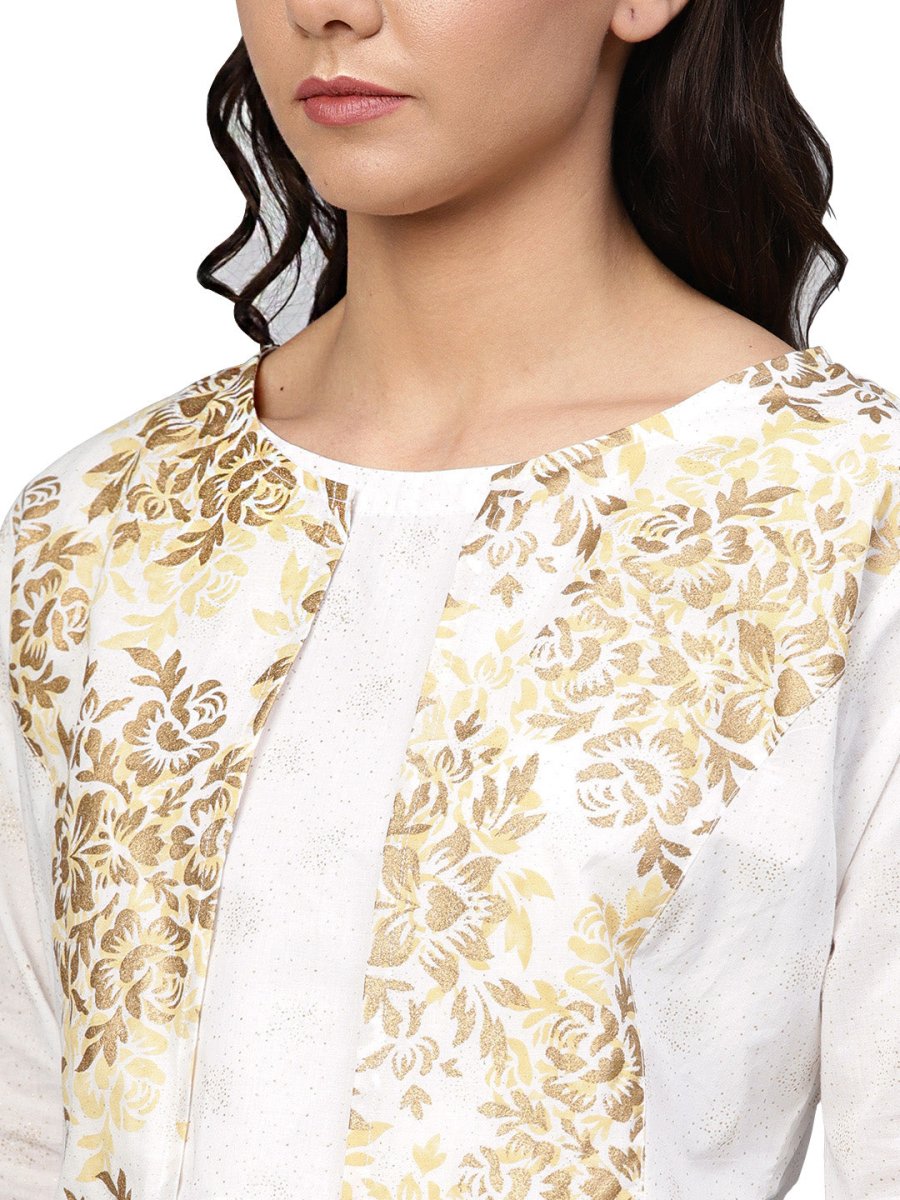Ahalyaa Off White Straight Cotton Indowestern Set | Swadesiicart