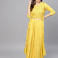 Ahalyaa Yellow & Pink Printed Crop Top with Palazzos & Ethnic Jacket - Swadesiicart