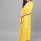 Ahalyaa Yellow & Pink Printed Crop Top with Palazzos & Ethnic Jacket - Swadesiicart