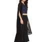 Ahalyaa Women Black & Blue Printed Crop Top With Palazzos & Jacket - Swadesiicart