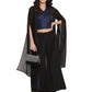 Ahalyaa Women Black & Blue Printed Crop Top With Palazzos & Jacket - Swadesiicart