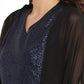 Ahalyaa Women Black & Blue Printed Crop Top With Palazzos & Jacket - Swadesiicart