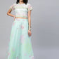 Ahalyaa Women Mint Green Oraganza Printed Lehenga Choli | Swadesiicart