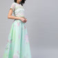 Ahalyaa Women Mint Green Oraganza Printed Lehenga Choli | Swadesiicart