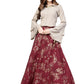Ahalyaa Indowestern Beige & Maroon Shirt With Skirt Set | Swadesiicart