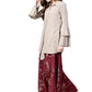 Ahalyaa Indowestern Beige & Maroon Shirt With Skirt Set | Swadesiicart