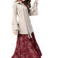 Ahalyaa Indowestern Beige & Maroon Shirt With Skirt Set | Swadesiicart