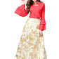 Ahalyaa Indowestern Red Shirt With Off White & Gold Skirt Set | Swadesiicart
