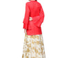 Ahalyaa Indowestern Red Shirt With Off White & Gold Skirt Set | Swadesiicart