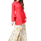 Ahalyaa Indowestern Red Shirt With Off White & Gold Skirt Set | Swadesiicart