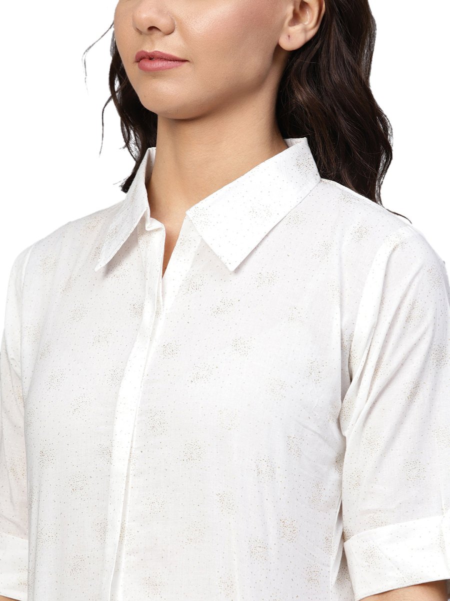 Ahalyaa White Straight Cotton Indowestern Set | Swadesiicart