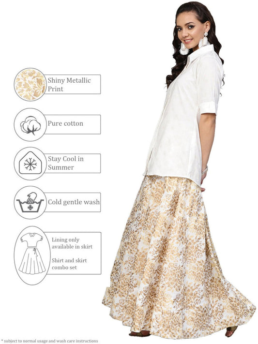 Ahalyaa White Straight Cotton Indowestern Set | Swadesiicart