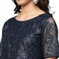 Ahalyaa Navy Blue Peplum Net Indowestern Set | Swadesiicart