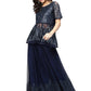 Ahalyaa Navy Blue Peplum Net Indowestern Set | Swadesiicart