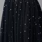 Ahalyaa Navy Blue & Silver Foil Print Layered Top with Skirt | Swadesiicart