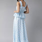 Ahalyaa Women Blue & White Checked Peplum Top with Skirt | Swadesiicart