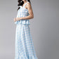 Ahalyaa Women Blue & White Checked Peplum Top with Skirt | Swadesiicart