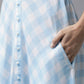 Ahalyaa Women Blue & White Checked Peplum Top with Skirt | Swadesiicart