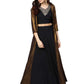 Ahalyaa Black Golden Straight Crepe & Georgette Kurta Set | Swadesiicart