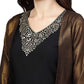 Ahalyaa Black Golden Straight Crepe & Georgette Kurta Set | Swadesiicart