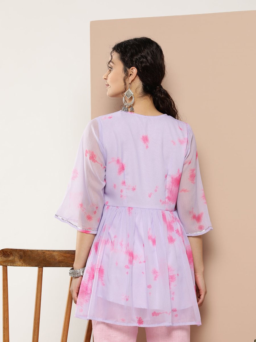 Ahalyaa Lavender & Pink Printed Tunic | Swadesiicart