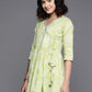 Ahalyaa Floral Printed Cotton Tunic With Lace Inserts Detail | Swadesiicart