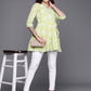 Ahalyaa Floral Printed Cotton Tunic With Lace Inserts Detail | Swadesiicart