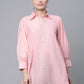 Ahalyaa Women Baby Pink Pure Cotton Printed Tunic | Swadesiicart