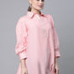 Ahalyaa Women Baby Pink Pure Cotton Printed Tunic | Swadesiicart
