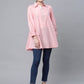 Ahalyaa Women Baby Pink Pure Cotton Printed Tunic | Swadesiicart