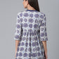Ahalyaa Women Blue & Off-White Printed Angrakha Beautiful Tunic | Swadesiicart
