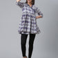Ahalyaa Women Blue & Off-White Printed Angrakha Beautiful Tunic | Swadesiicart