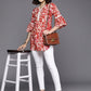 Ahalyaa Floral Printed Bell Sleeves Tunic With Lace Inserts | Swadesiicart