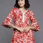 Ahalyaa Floral Printed Bell Sleeves Tunic With Lace Inserts | Swadesiicart