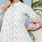 Ahalyaa Sea Green & Pink Mandarin Collar Printed Tunic | Swadesiicart