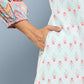 Ahalyaa Sea Green & Pink Mandarin Collar Printed Tunic | Swadesiicart