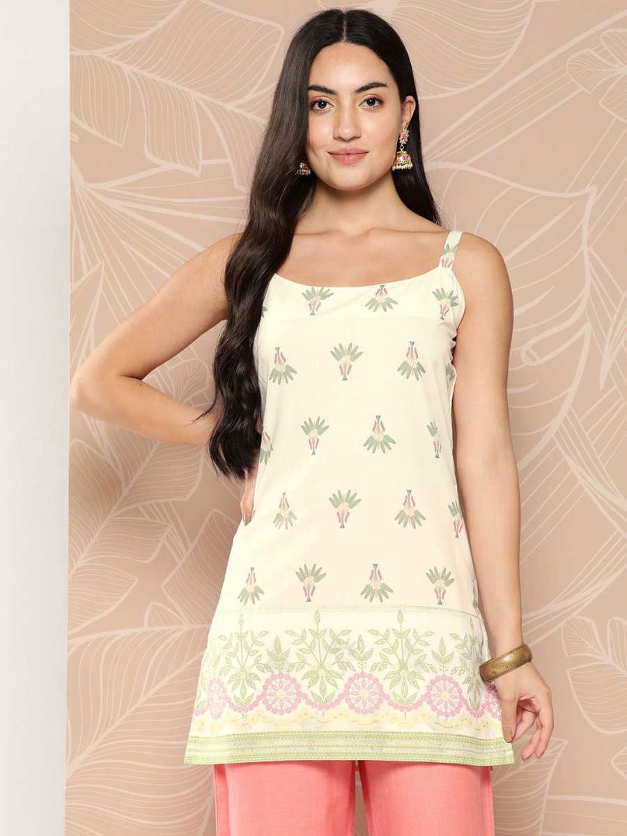 Ahalyaa Shoulder Straps Floral Print Tunic | Swadesiicart