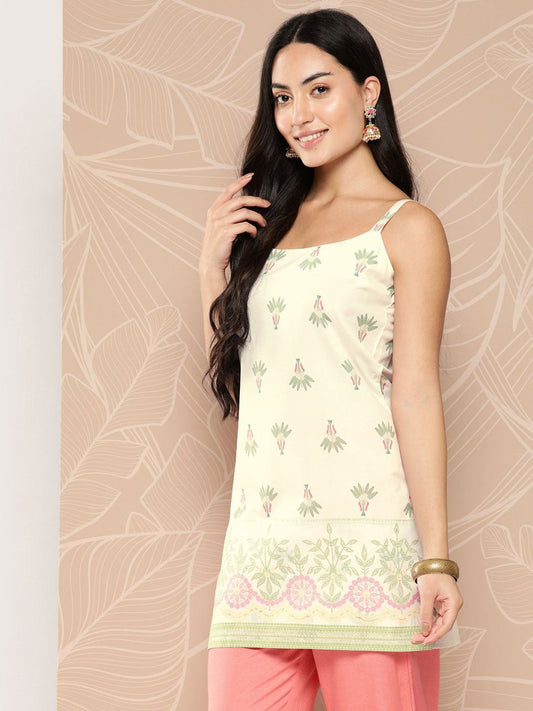 Ahalyaa Shoulder Straps Floral Print Tunic | Swadesiicart