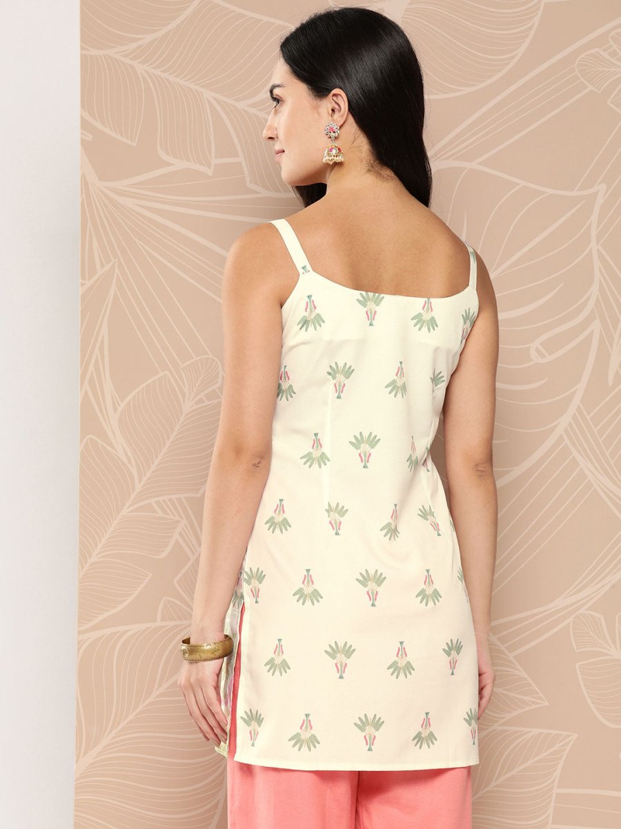 Ahalyaa Shoulder Straps Floral Print Tunic | Swadesiicart