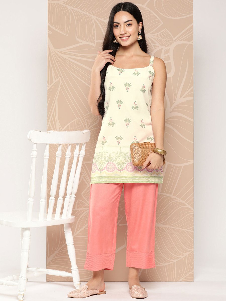 Ahalyaa Shoulder Straps Floral Print Tunic | Swadesiicart