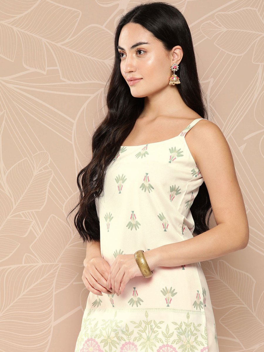 Ahalyaa Shoulder Straps Floral Print Tunic | Swadesiicart