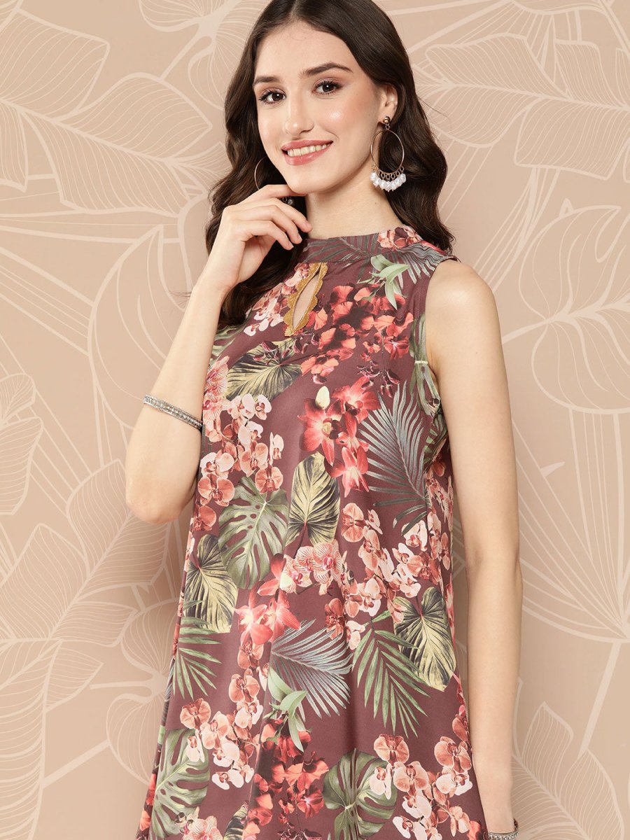 Ahalyaa Halter Neck Printed Tunic | Swadesiicart