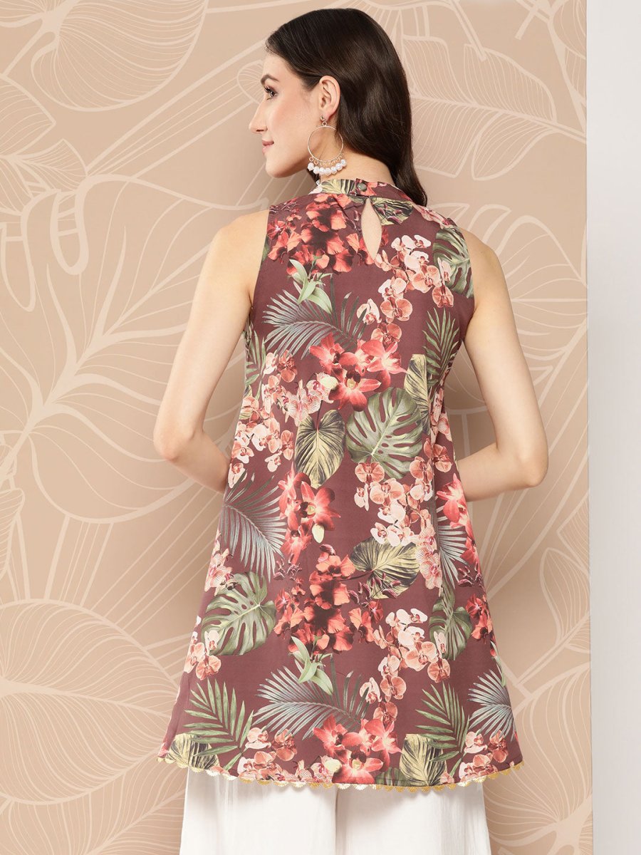 Ahalyaa Halter Neck Printed Tunic | Swadesiicart
